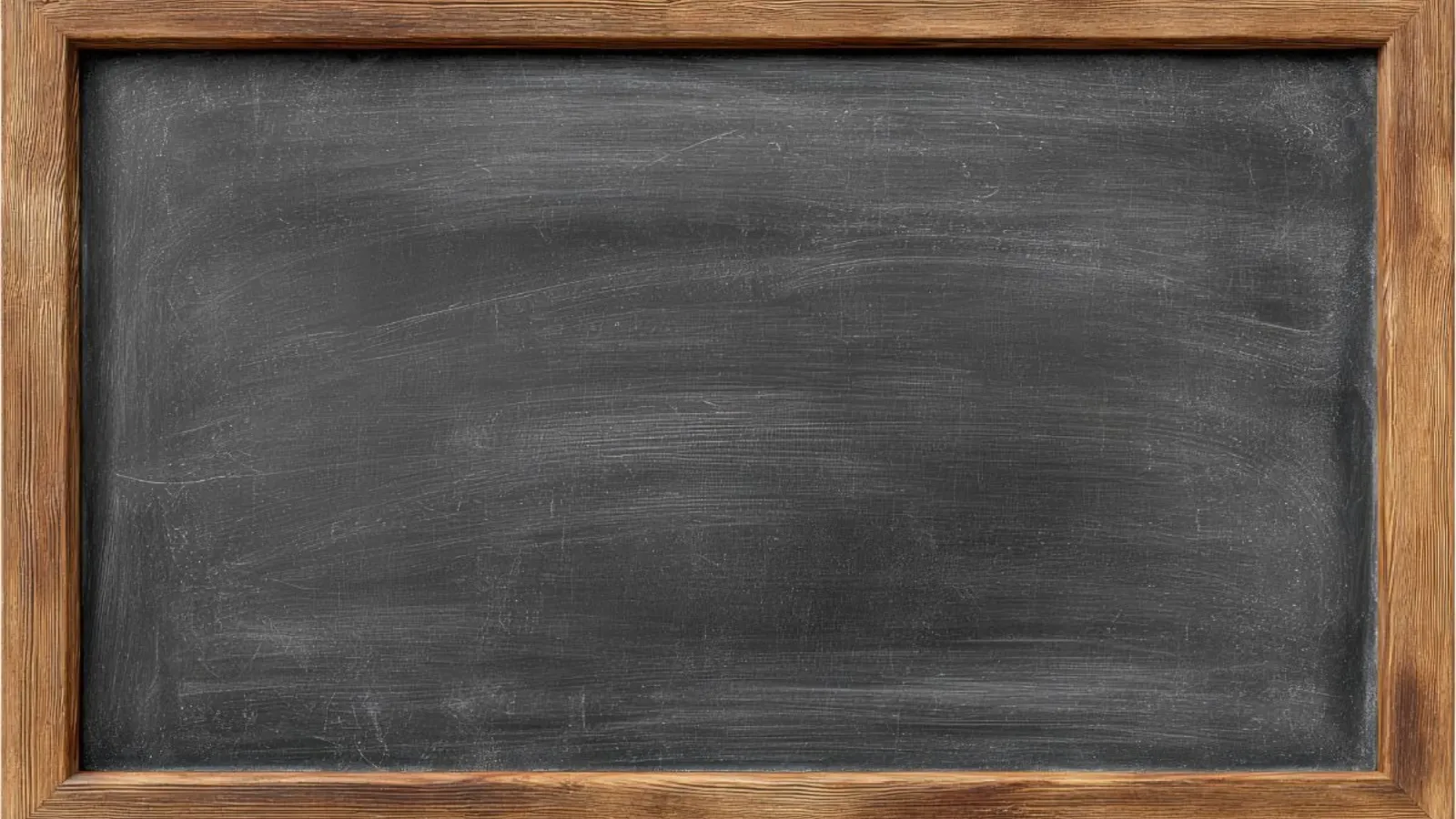 A dark slate chalkboard with three short numbered lines written in chalk.